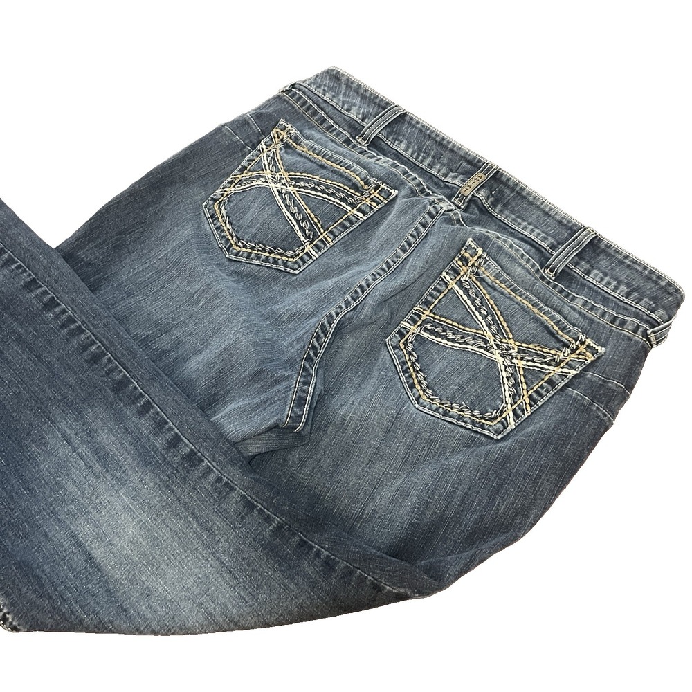 Ariat REAL Denim Mid Rise Boot Cut Jeans Women's 42x33 Blue Western Cowboy